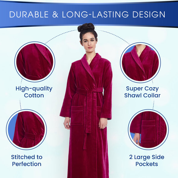 Arsuite Cotton Terry Cloth Ankle Bathrobe with Pockets & Reviews Wayfair